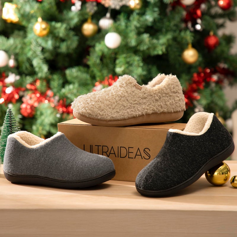 ULTRAIDEAS Women's Indoor Loafer House Slippers with Memory Foam, Ladies Warm Closed Back House Shoes with Non-Slip Outdoor Rubber Soleï¼ˆGreyï¼Œsize 9ï¼‰ - Image 2